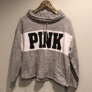 pink cowl neck sweatshirt